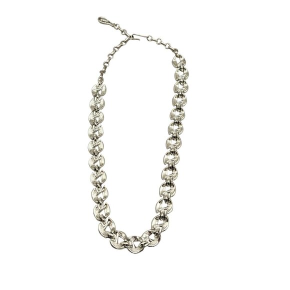 Coro Leaves Garland Necklace Choker 1950's Adjustable Length Hook Closure Silver - Picture 6 of 7